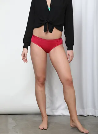 Solid Pattern Bikini Bottom Red 