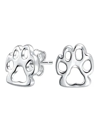 925 Sterling Silver Paw Design Stud Earrings 