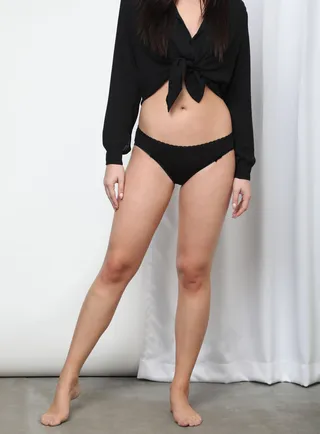 Solid Pattern Bikini Bottom Black 