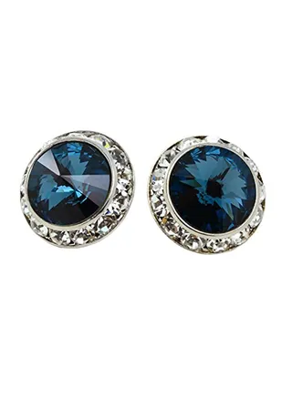 Blue Crystal Round  Metal Studs 