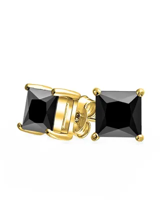 925 Sterling Silver Princess Cut Basket Stud Earrings With Cubic Zirconia 