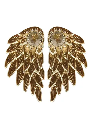 Alloy Rhinestone Studded Wings Stud Earrings 
