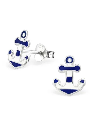 925 Sterling Silver Anchor Earrings 