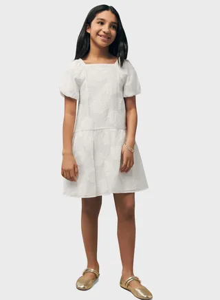 Kids Floral Embroidered Dress 