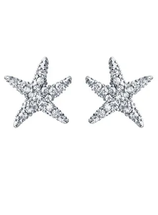 925 Sterling Silver Dancing Starfish Stud Earrings With Zircon 