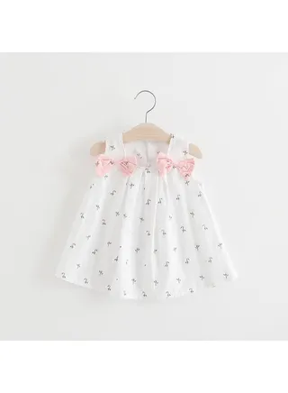Flower Printed Sleeveless Dress White/Pink 