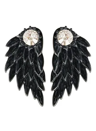 Alloy Rhinestone Studded Wings Stud Earrings 