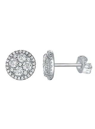 925 Sterling Silver Cluster Cubic Zirconia Stud Earrings 