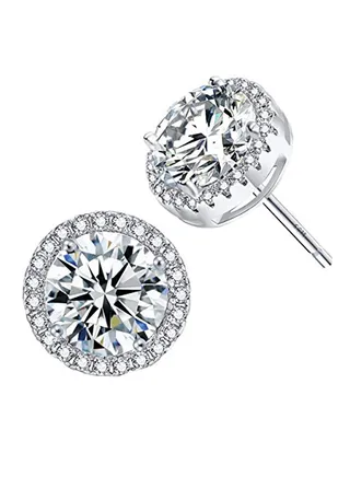 18 Karat Rose Gold Plated Sterling Silver 1.66 Carat Opal Cluster Round Cut Stud Earrings 