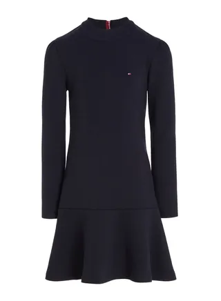 Girls' Essential Dropped Waist Knee Length Dress, Navy 