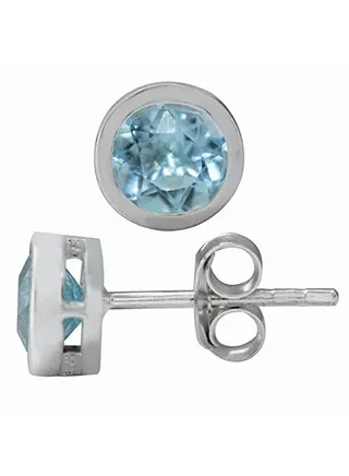 Genuine Topaz Studded Stud Earrings 