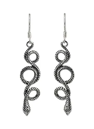 925 Sterling Silver Infinity Snake Dangle Earrings 