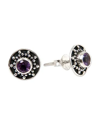 925 Sterling Silver 4.2 Carat Amethyst Stud Earrings 