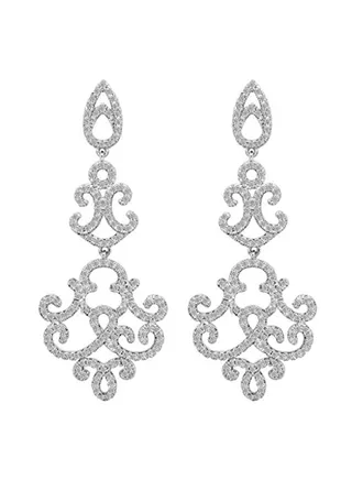 925 Sterling Silver Vintage Inspired Art Deco Chandelier Dangle Earrings 