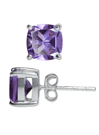 2.56ct. Natural Amethyst 925 Sterling Stud Earrings 