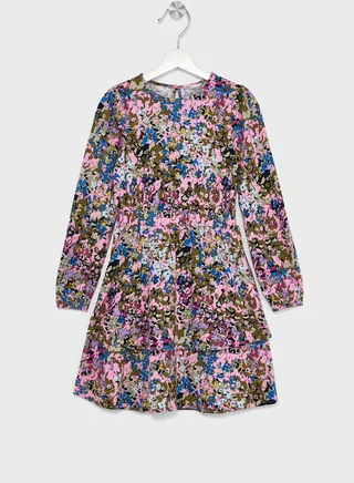 Kids Floral Print Midi Dress 