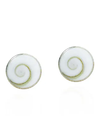 Round Swirl Shiva Shell  925 Sterling Silver Earrings 