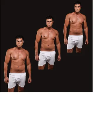Men Plain White Underwear Boxer Briefs Combed Cotton  3Pcs Pack 