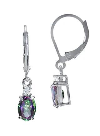 925 Sterling Silver Mystic And Topaz Earrings 