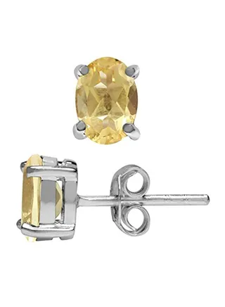 Natural Citrine Sterling Silver Citrine Stud Earrings 