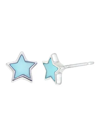 Sterling Silver Mother Of Pearl Star Stud Earrings 