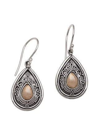 Gold Plated 925 Sterling Silver Dewdrop Leaves Earrings 