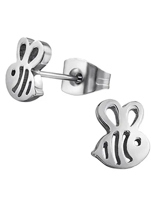 Tiny Honey Bumble Bee Stainless-Steel Stud Earrings 