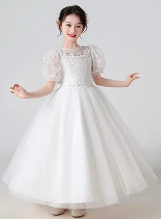 Girls Dress For Wedding Evening Party White Color 