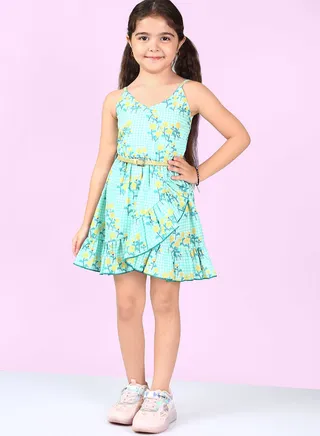 Kids Floral Print Wrap Dress 