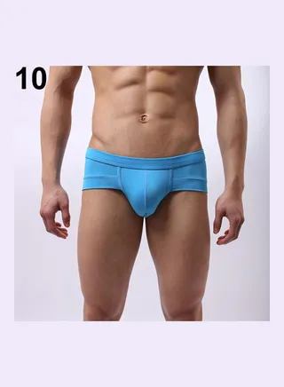 Men's Breathable Underwear with Bulge Pouch Light Blue 