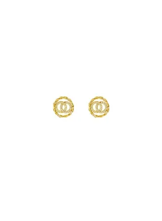 Fashion Temperament Popular Double Circle Diamond Earrings 