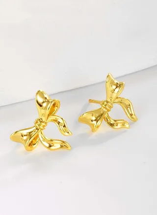 24K Gold Plated Butterfly Stud Earrings for Women 