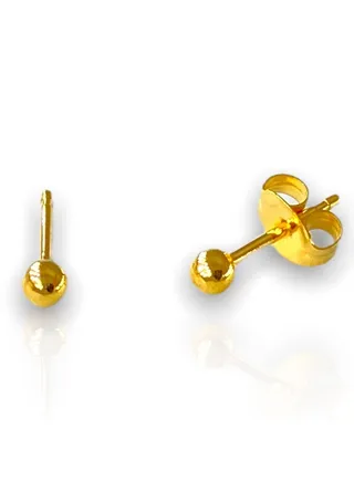 24K Gold Plated Earring 2mm Ball Style Made in USA 