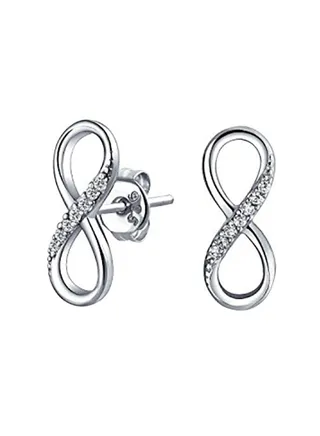 925 Sterling Silver Cubic Zirconia Infinity Symbol Stud Earrings 