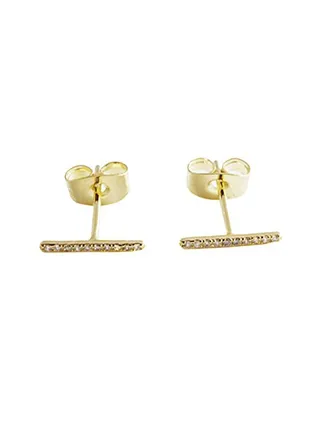 24-Karat Gold Plated Skinny Midi Crystal Bar Earrings 