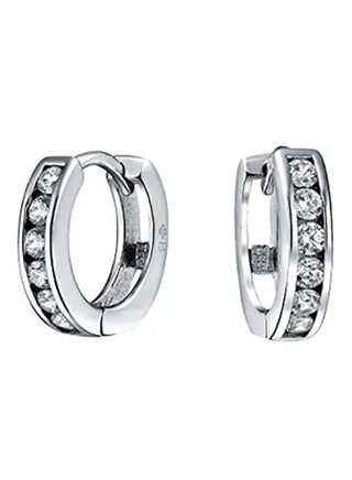 925 Sterling Silver Tiny Cubic Zirconia Earrings 
