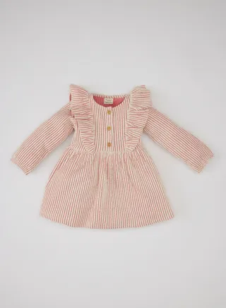 Baby Girl Striped Linen Look Dress 