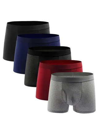 5 Pack Of Breathable Boxer Brief Navy/Black/Red/Grey 