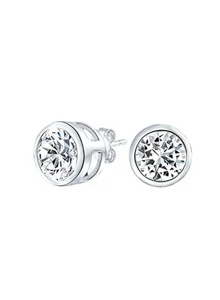 925 Sterling Silver Cubic Zirconia Studded Stud Earrings 