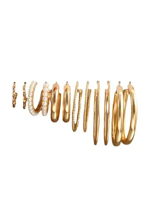 6 Pairs Earrings for Women, Girl, Lady Lightweight Gold Alloy Pearl Stud Ear pendants Earrings Fashion Geometric Statement Dangle Drop Earrings for Couple Gift Women Gift Metal Earrings 