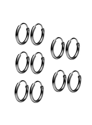 Pair Of 5 925 Sterling Silver Rhodium Plated Hoop Earrings 