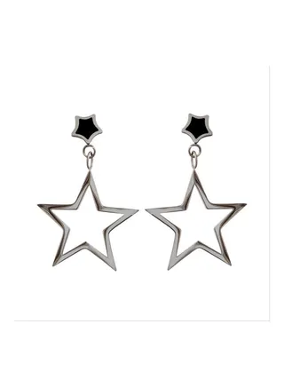 Alissa Elegant Black Hollow Star Drop Multilayer Dangle Stud Earrings 