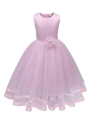 Mesh Detailed Bubble Dress Pink 