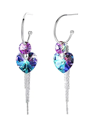 925 Sterling Silver Swarovski Crystals Studs Earrings 