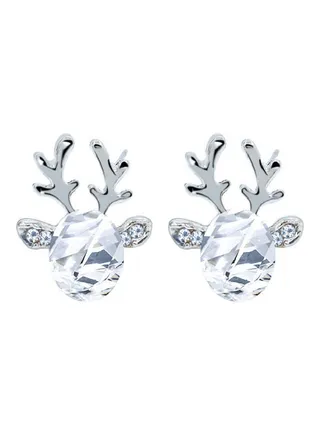 Gemstone Inlaid 3D Antler Ear Studs 