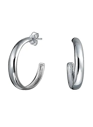 925 Sterling Silver Half Round Hoop Earrings 