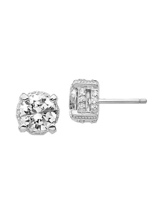 925 Sterling Silver Stud Earrings With Cubic Zirconia 