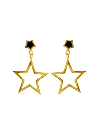 Alissa Elegant Black Hollow Star Drop Multilayer Dangle Stud Earrings 