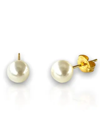 24K Gold Plated Earring 6mm pearl Made in USA 
