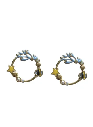 Coral Starfish Pattern Stud Earrings 